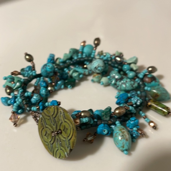 TURQUOISE AND BROWN BEADS BRACELET. - Picture 4 of 7